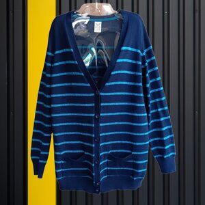 Faded Glory Womens Knit Sweater Cardigan Long Sleeves Blue Sparkling Size XL
